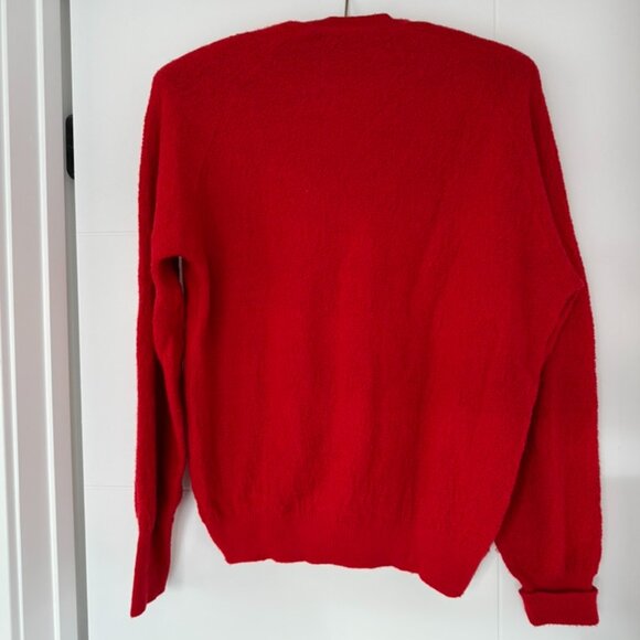 Vintage White Ram Red V-neck Wool Blend Sweater - Picture 3 of 4